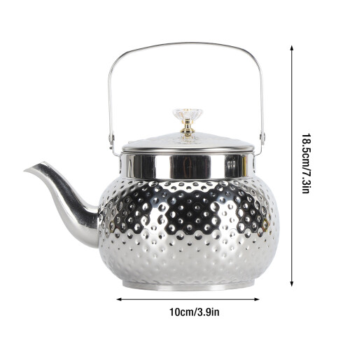 Tetera de acero inoxidable plateada con puntos 1 L 1