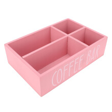 Wooden Coffee Station Organizer with Divider, Pinkish, 30x20x18cm