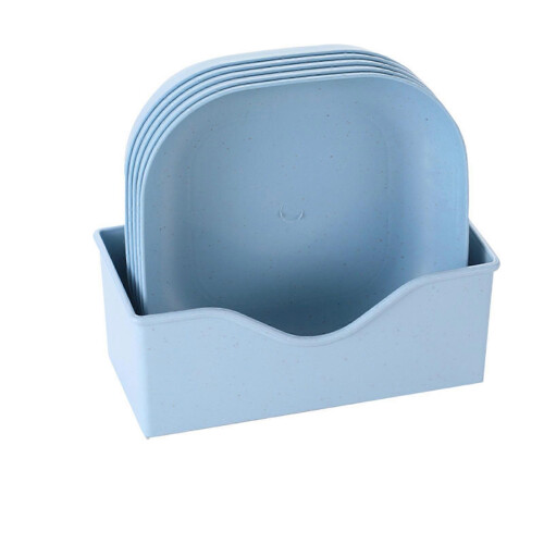 Fruit Plate Tray Multipurpose Salad Dish Eco Friendly Kitchen Dinner Plate for Household(Blue 5 Deep