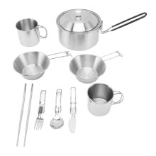 Camping Cookware Set with Handles Stainless Steel Kitchen Cookware Campfire Cooking Pots Set for Outdoor