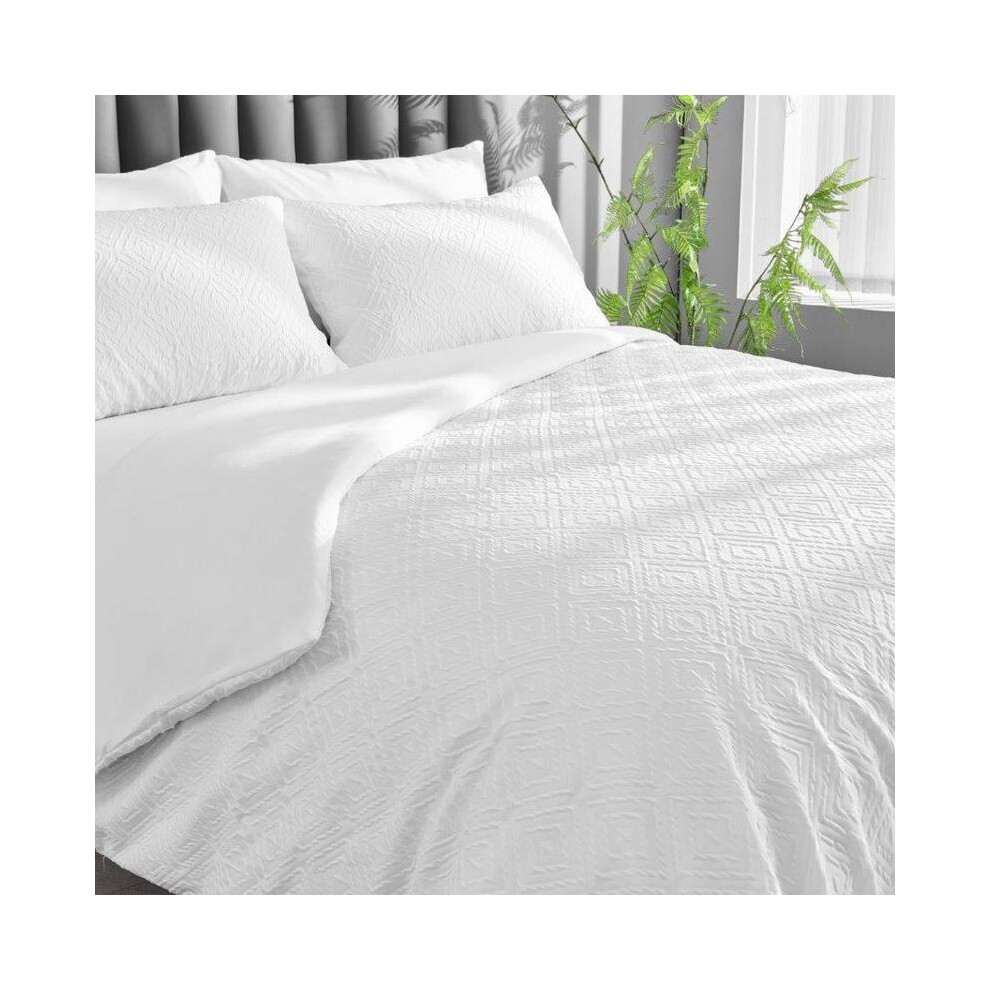 (White, Double) Microfiber Duvet Quilt Cover Soft Reversible Bedding Set Single Double King Superking  Size-image-OPC-PJDFP9T-NEW