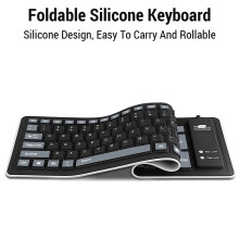 Teclado de silicona USB gris de 103 teclas 40x12x1 cm