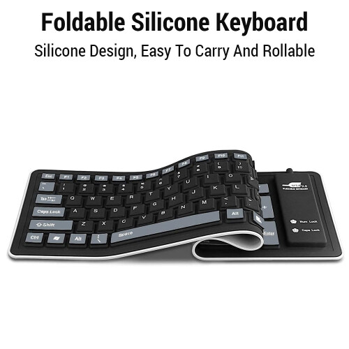 Teclado de silicona USB gris de 103 teclas 40x12x1 cm