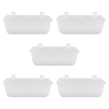 5Pcs White Parrot Feeding Container Thick Plastic for Pigeon Cage Use