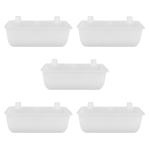 5Pcs White Parrot Feeding Container Thick Plastic for Pigeon Cage Use