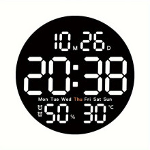 Große elektrische USB 3D LED Digital Wanduhr, Kalender Wanddekoration, Baltas