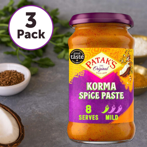 Patak's Korma Curry Paste 290g (Pack of 3) | Authentic Indian Curry Paste