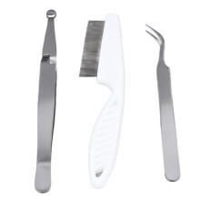 Pet Flohmarkierung-Set aus langlebigem Edelstahl, Flohhalsentweezerset, Kamm, Clips, einfache Bedienung, Entfernungstool für Hunde und Katz