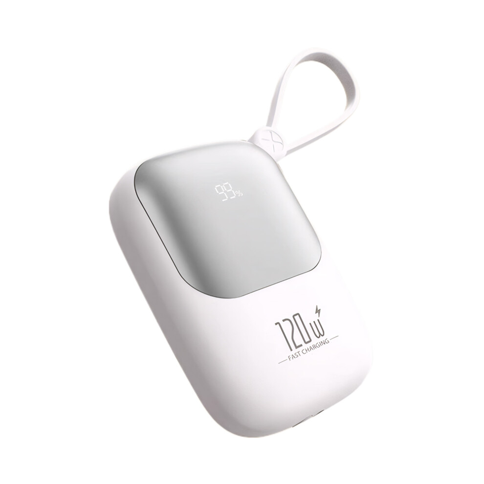 White (, 10000Mah) Power Bank For Phone With Built-In 2-Cable Fast