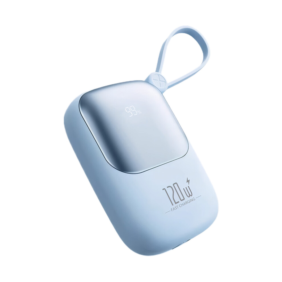 Blue (, 10000Mah) Power Bank For Phone With Built-In 2-Cable Fast