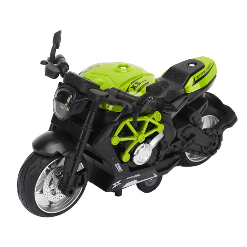 Alloy Motorcycle Model Toy Green, 14.5x9cm, Light & Sound Pull Back 2