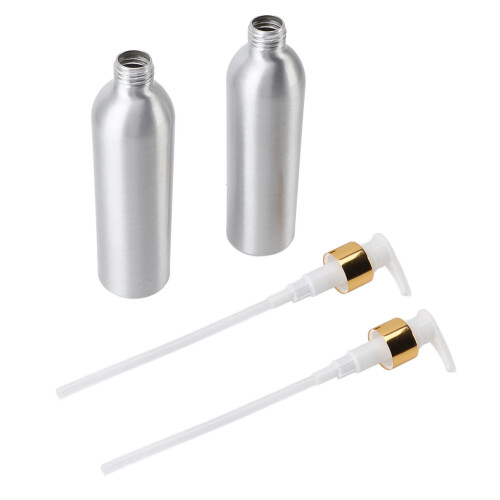 2 pièces de distributeurs de bouteilles à pompe en aluminium, remplissables 1