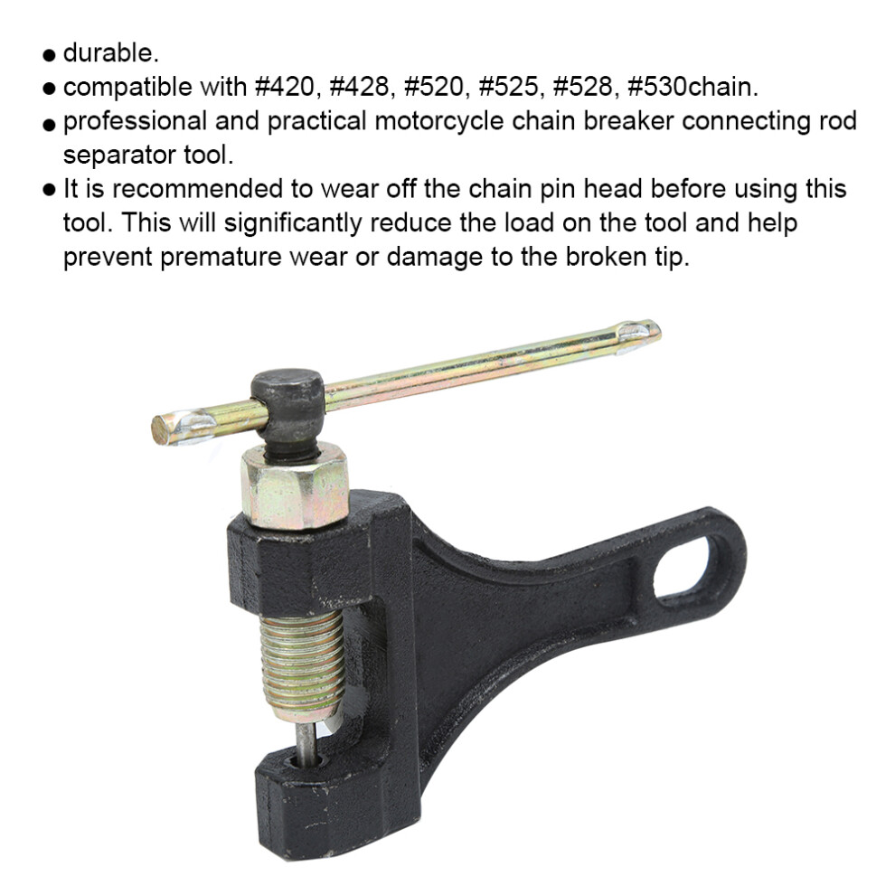 Universal 420-530W Motorcycle Chain Breaker & Riveter Wrench, Black 4991335023498