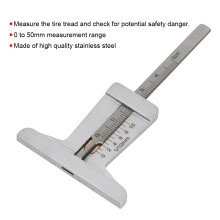 Portable 0-50mm Tyre Tread Depth Caliper - Stainless Steel Design