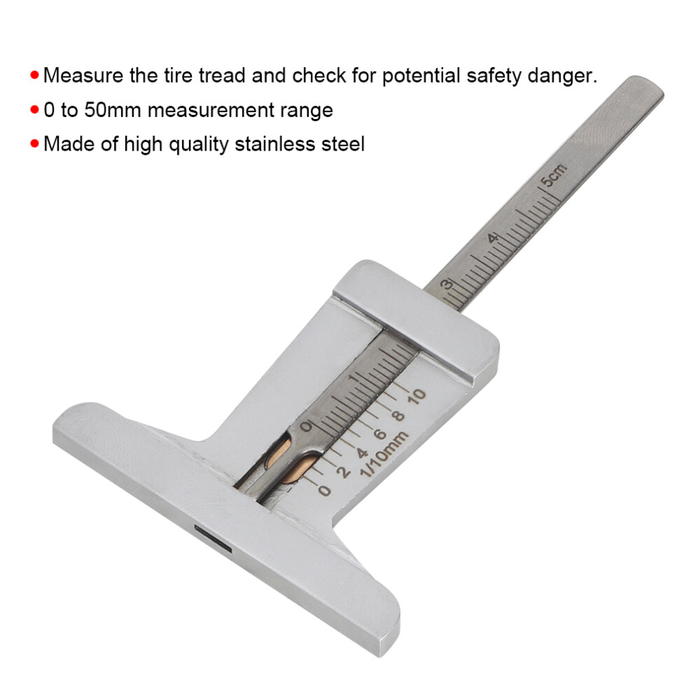 Portable 0-50Mm Tyre Tread Depth Caliper - Stainless Steel Design 3771335025224