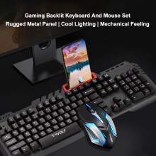 Thunder Wolf TF-600 Tastatur- und Maus-Set aus Metall, Eisenplatte, Notebook-Desktop-Computer, Büro-Game-Tastatur und Maus, Thunderwolf TF-