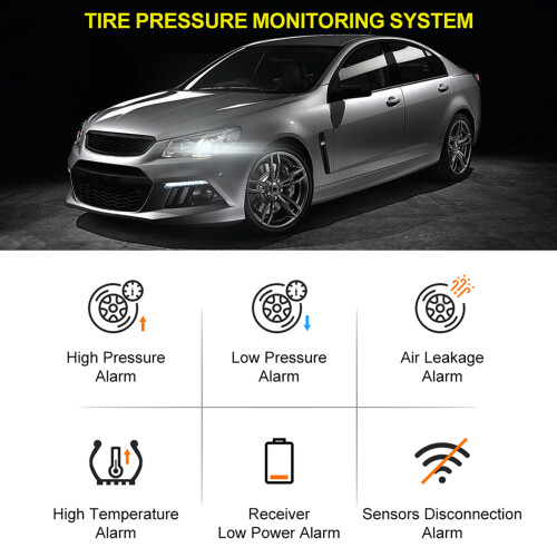 Monitor LCD inalámbrico solar TPMS de 4 sensores 16x14x6cm