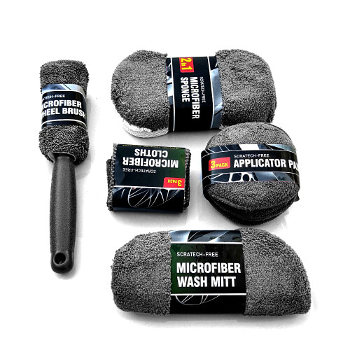 Kit di pulizia per auto da 9 pezzi, grigio, 28x32x6 cm 1