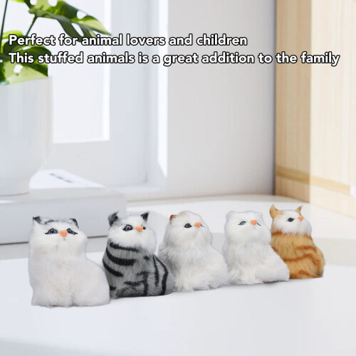 Ensemble de 5 peluches pour chat - fourrure synthétique, plastique 2