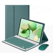 (Keyboard Mouse, Dark Green) iPad 11 inch Keyboard Case Pu Leather Stand Cover with Magnetic Detachable Keyboard