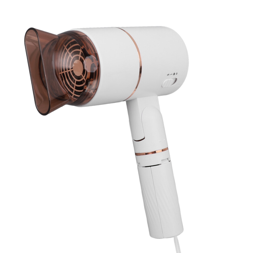 Ivory/White/Gold 1000W Foldable Hair Dryer, 3 Gears, Ionic, & 110V