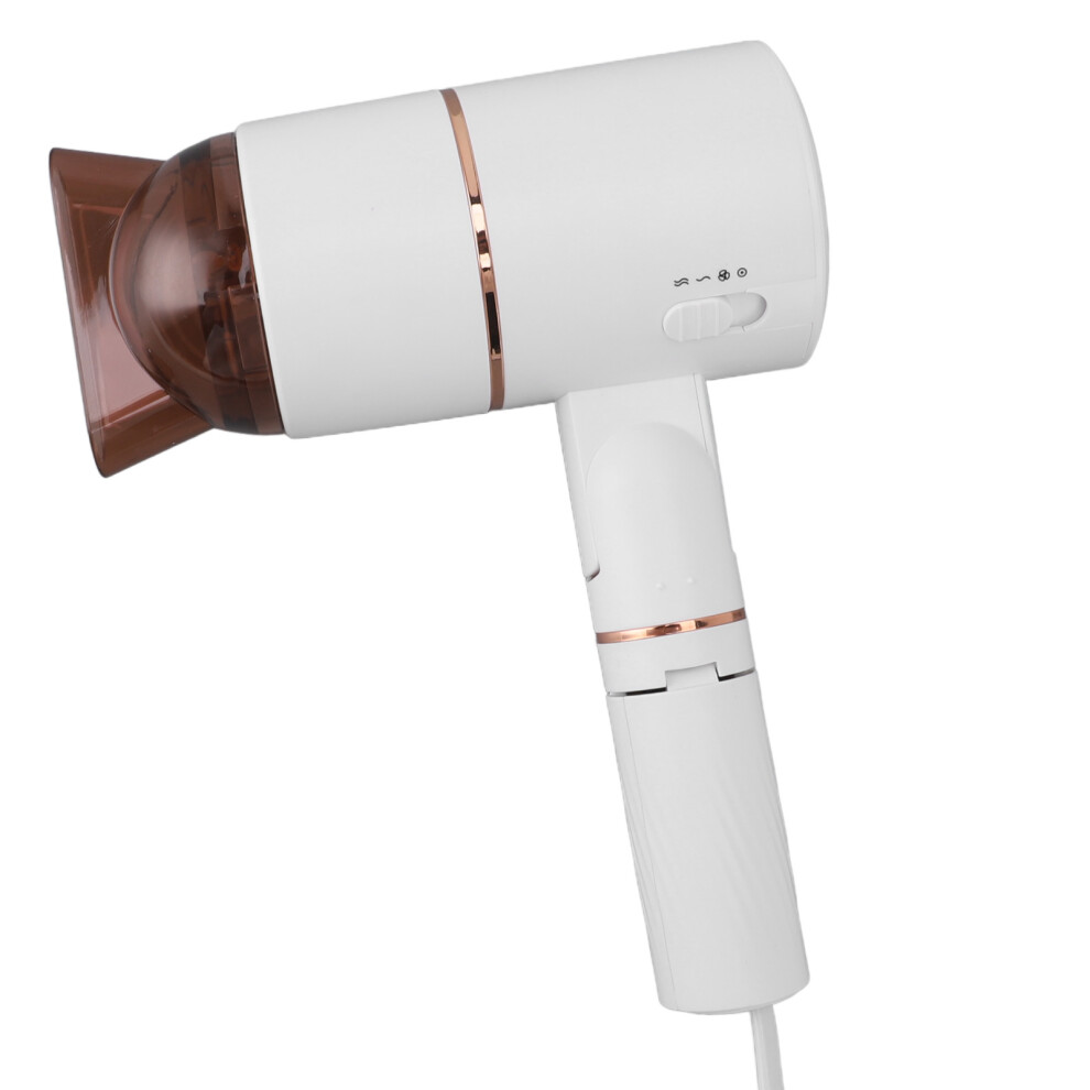 1000W Foldable Hair Dryer 3 Gears Adjustable Ionic Compact Ivory White Gold EU