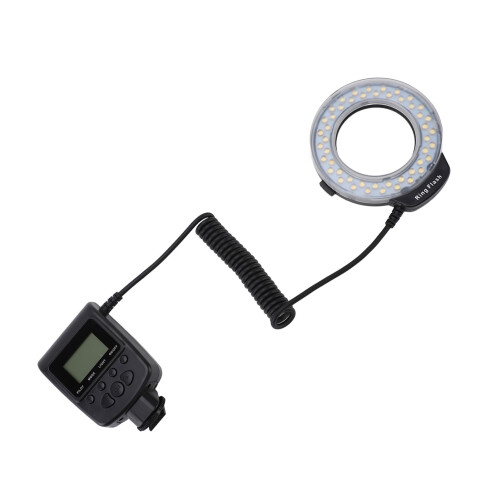 LCD Makro-Ringblitzlicht 48 LEDs 9 Adapterringe 2 Farbdiffusoren