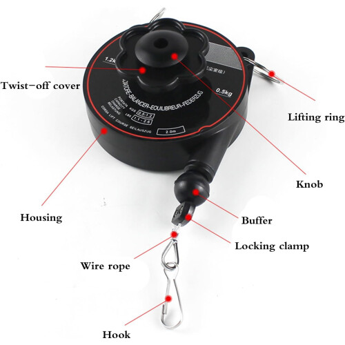 Spring Balancer Retractable, Adjustable Tool Balancer, Stainless Steel 0.5-1.2 Kg, For Hanging Tools From Mounting Line 1