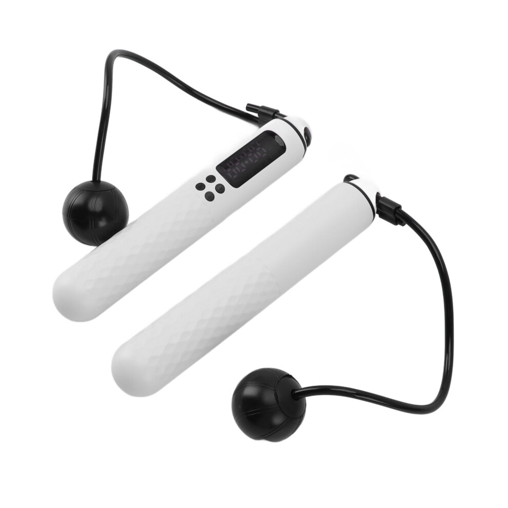 Rechargeable 3m White Cordless Jump Rope with Count & Timer for Fitness