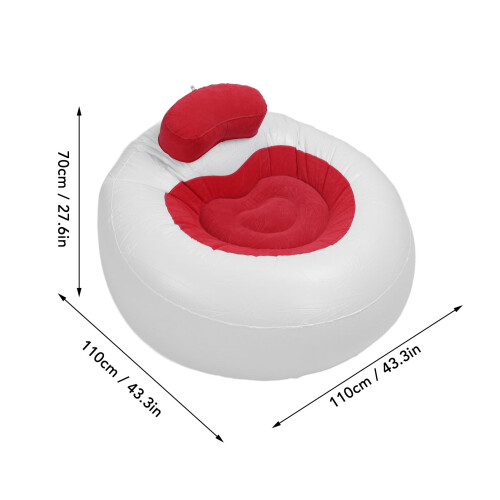 Inflatable PVC Flocking Heart-Shaped Sofa 110x110x70cm Red 1