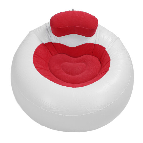 Inflatable PVC Flocking Heart-Shaped Sofa 110x110x70cm Red 2