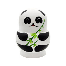 10 Pcs Cute Panda Painted Russian Nesting Dolls Wooden Set, 15x11cm