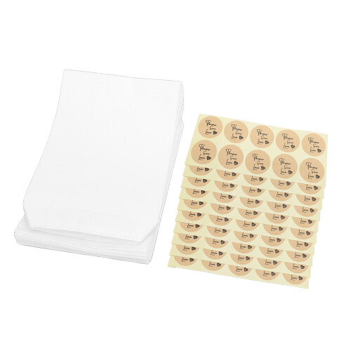 Flache Papiertaschen - 100 Stück weiß durchscheinend
