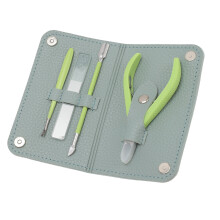 Kit de coupe-ongles en acier inoxydable vert, portable