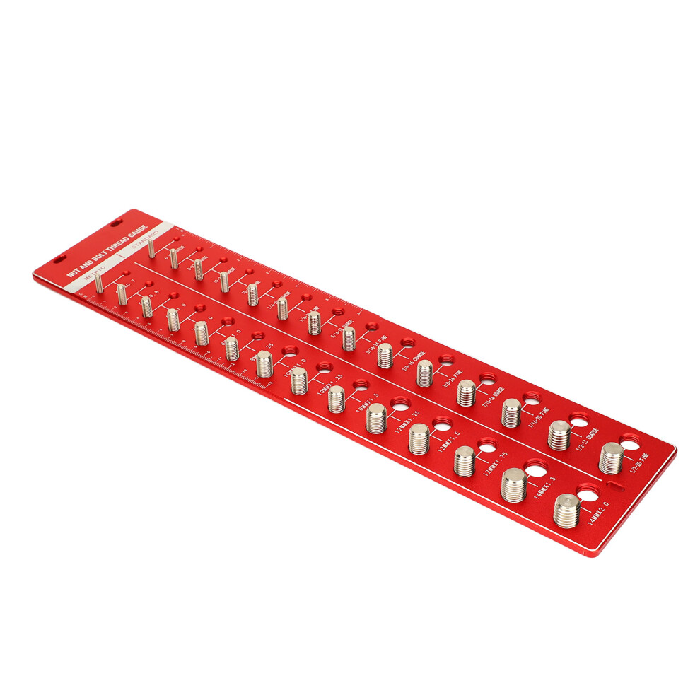 14 Metric & Standard Nut & Bolt Thread Checker With Ruler In Aluminum Alloy 4641335048167