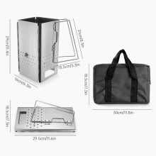 Folding Stainless Steel Charcoal Chimney Starter 16x16x29cm
