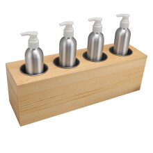 Massage Oil Heater with 4 Aluminum Bottles 60-75C Wood Grain Plug