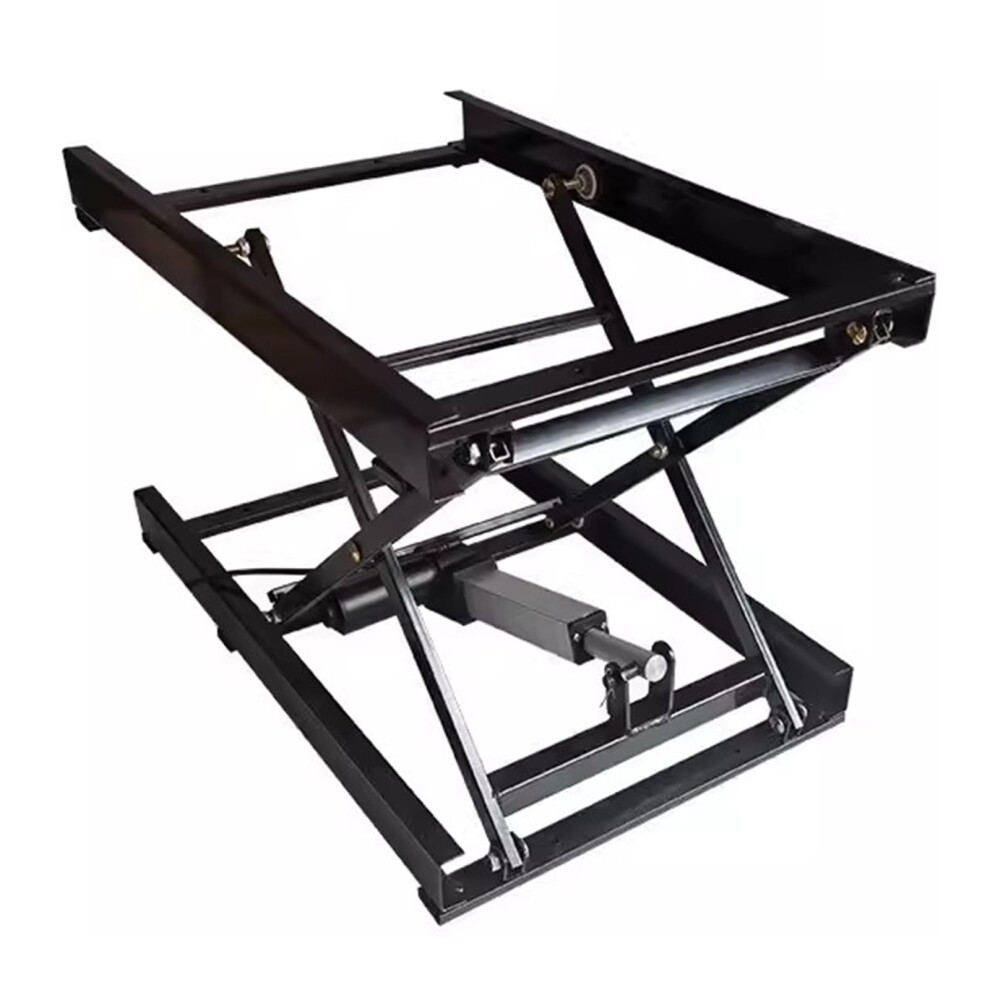 23" Electric Coffee Table With Height Adjustable Platform Scissor Lift Black Iron Frame Wired Remote Control Hardware-image-OPC-PJDGWF5-NEW