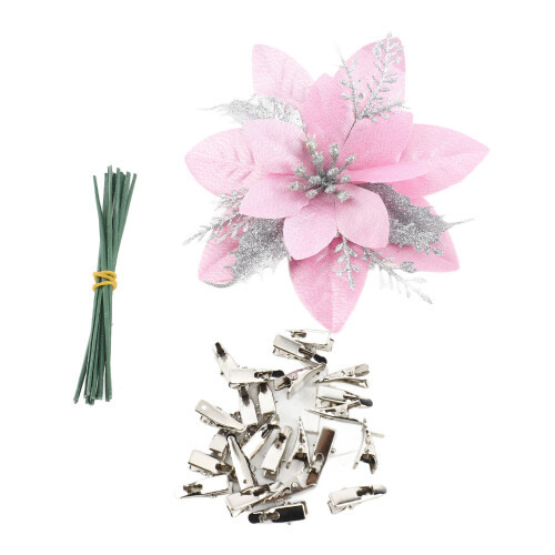 Weihnachtsblume 14,5 cm Glitzer-Ornament Stielclips 2
