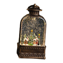 Christmas Lantern Lights Glitter Snow Globe With Santa Scene For Party Centerpieces Fence Decor Ornament Snow House