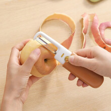 2-in-1 Obstschäler Doppelkopf Edelstahl Multifunktionales Schälen- und Schneidemesser für die Küche Orange