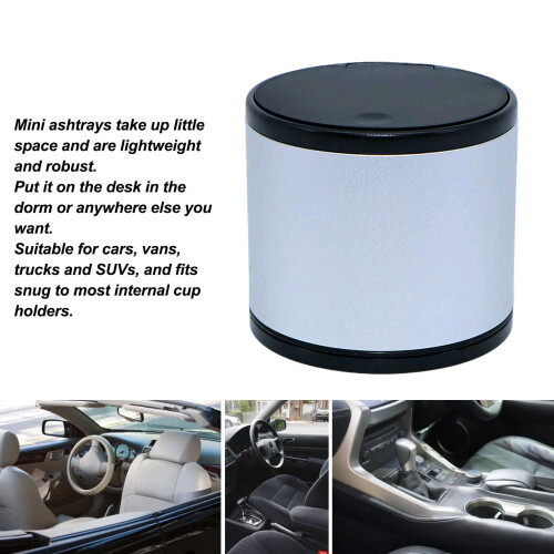 Portacenere mini per auto, portabicchieri, smontabile, argento 2