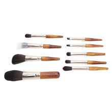 Set di 9 pennelli per trucco - colore legno, portatile