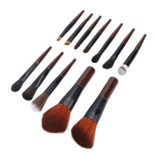 Conjunto de 12 brochas de viaje, mini, sintéticas, negro y marrón