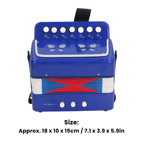 Accordéon à boutons 7 touches, 2 basses, compact, ABS, bleu 1