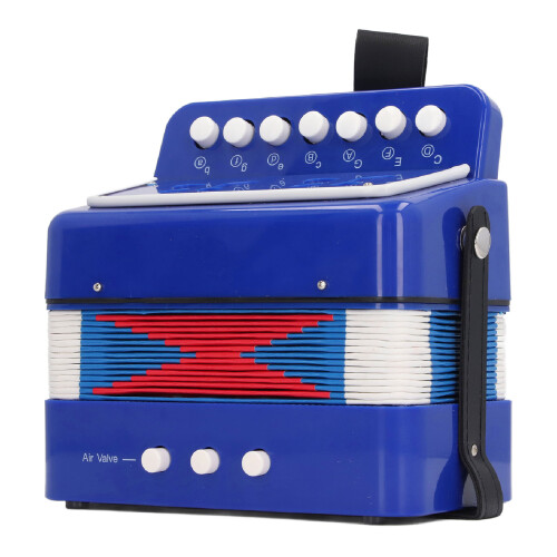 Accordéon à boutons 7 touches, 2 basses, compact, ABS, bleu 2