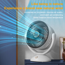 Air Circulation Table Fan with Night Light, 4-Speed, 3.7V 4000mAh, White