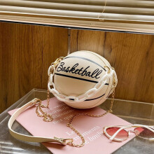 Bolsa con forma de balón de baloncesto, cuero PU, gorra:0.6L OS blanco