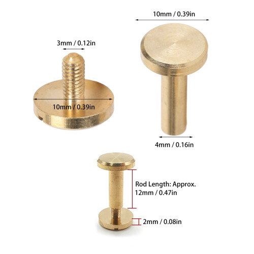 50 Sets Brass Flat Head Binding Rivets for Leather Fabric 10x12mm 1