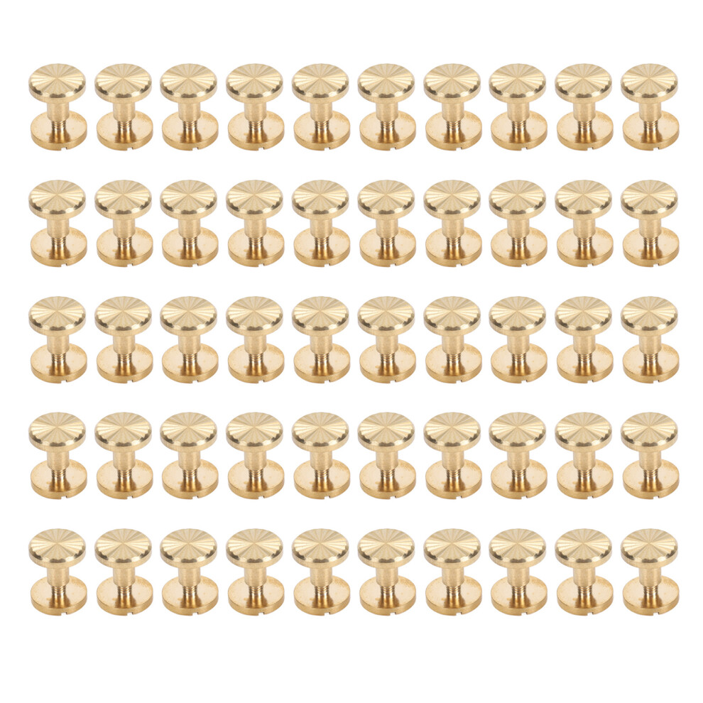 50Pcs Brass Bookbinding Rivets 8X6mm For Diy Leathercraft & Decor 3701335085478